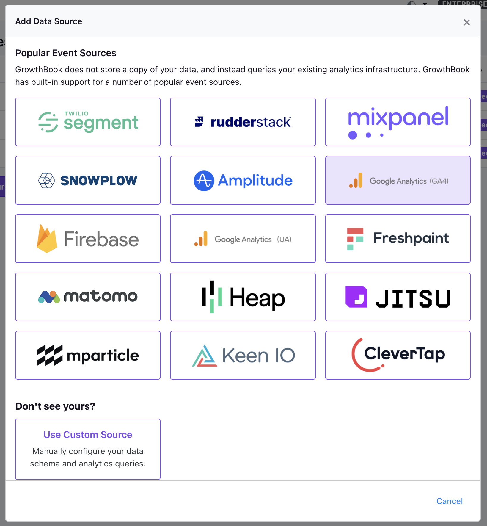 GrowthBook connect to GA4