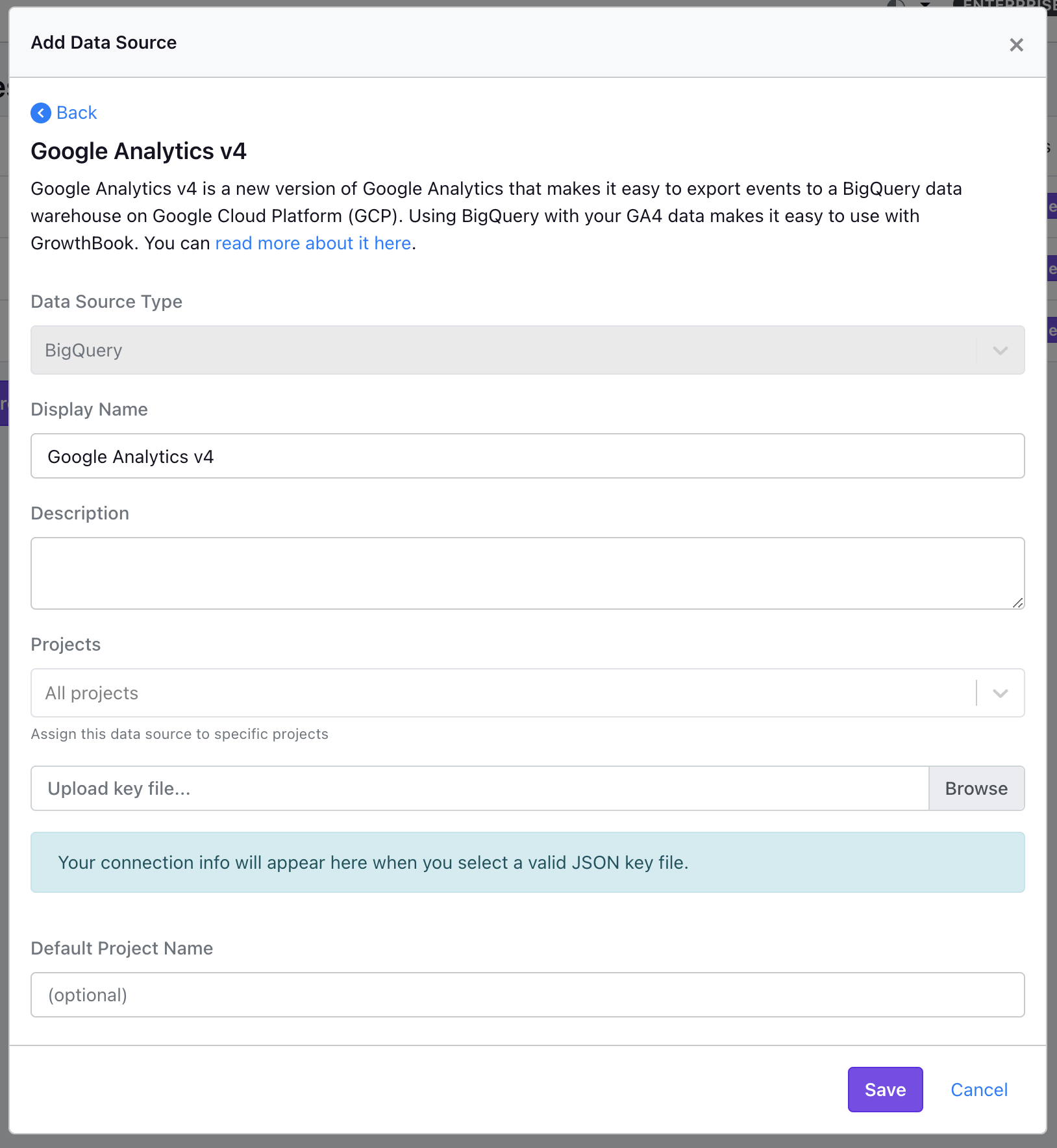 GrowthBook connect to GA4